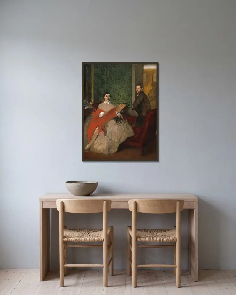 Edmondo and Thérèse Morbilli av Edgar Degas inramad på en vägg