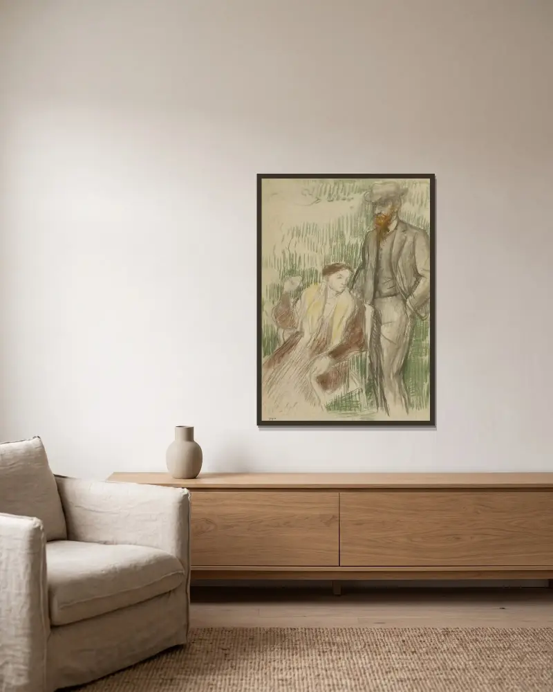 Esquisse pour un portrait de M. et Mme. Louis Rouart av Edgar Degas inramad på en vägg