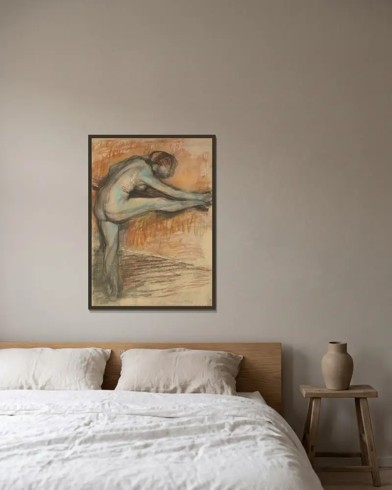 Étude De Nu Pour Une Danseuse À La Barre av Edgar Degas inramad på en vägg