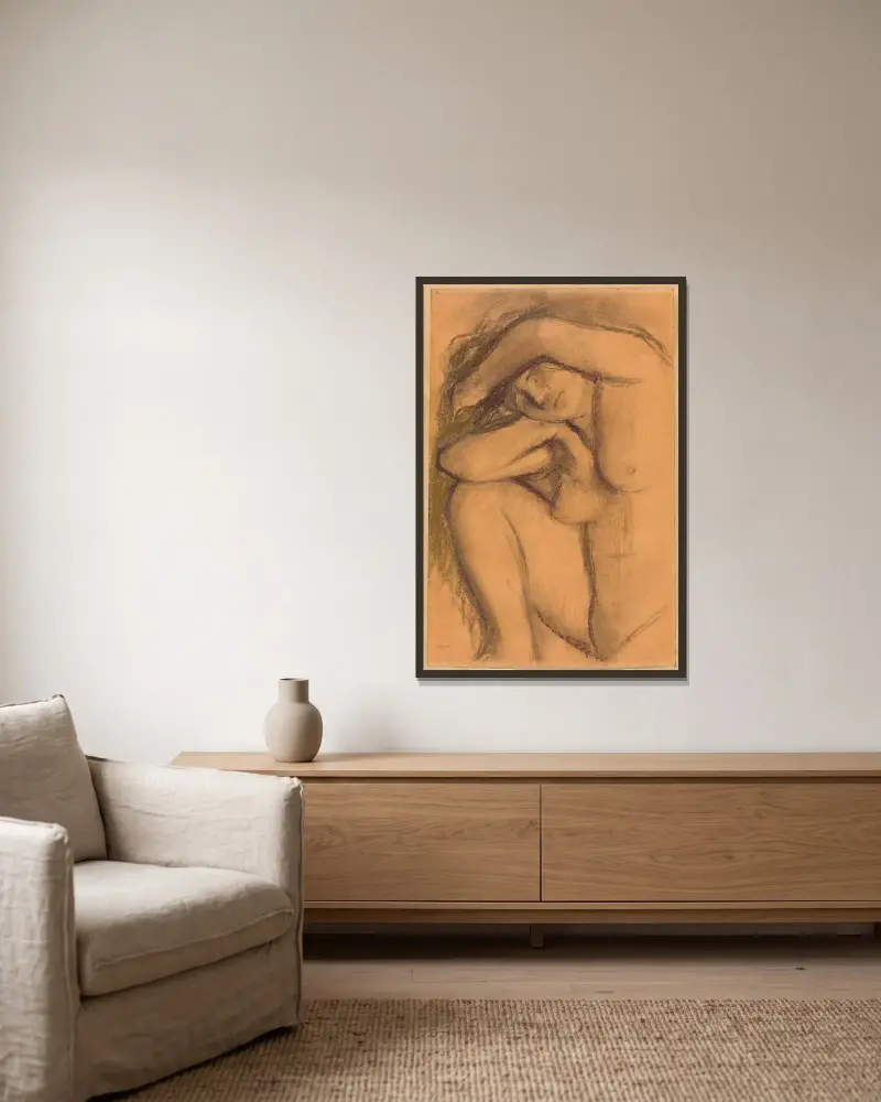Aktstudie, 1888 von Edgar Degas gerahmt an einer Wand