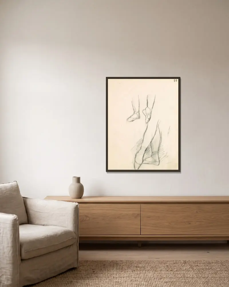 Figurstudie 11 von Edgar Degas gerahmt an einer Wand