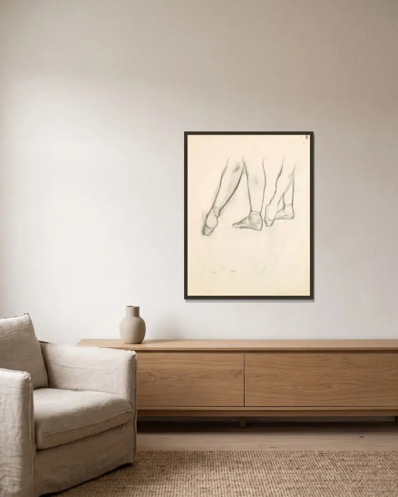 Figurstudien 9 von Edgar Degas gerahmt an einer Wand
