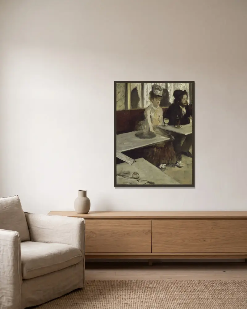 V kavárně, Edgar Degas v rámu na stěně