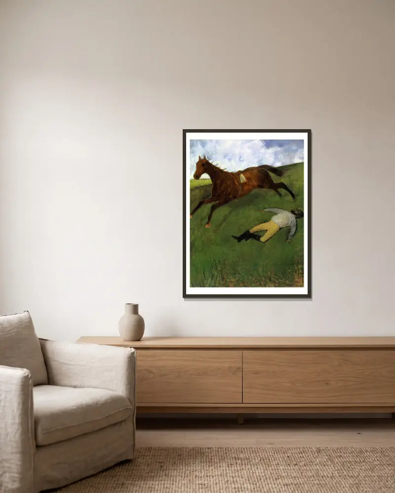 Verletzter Jockey, 1896 – Nr. 1 von Edgar Degas gerahmt an einer Wand