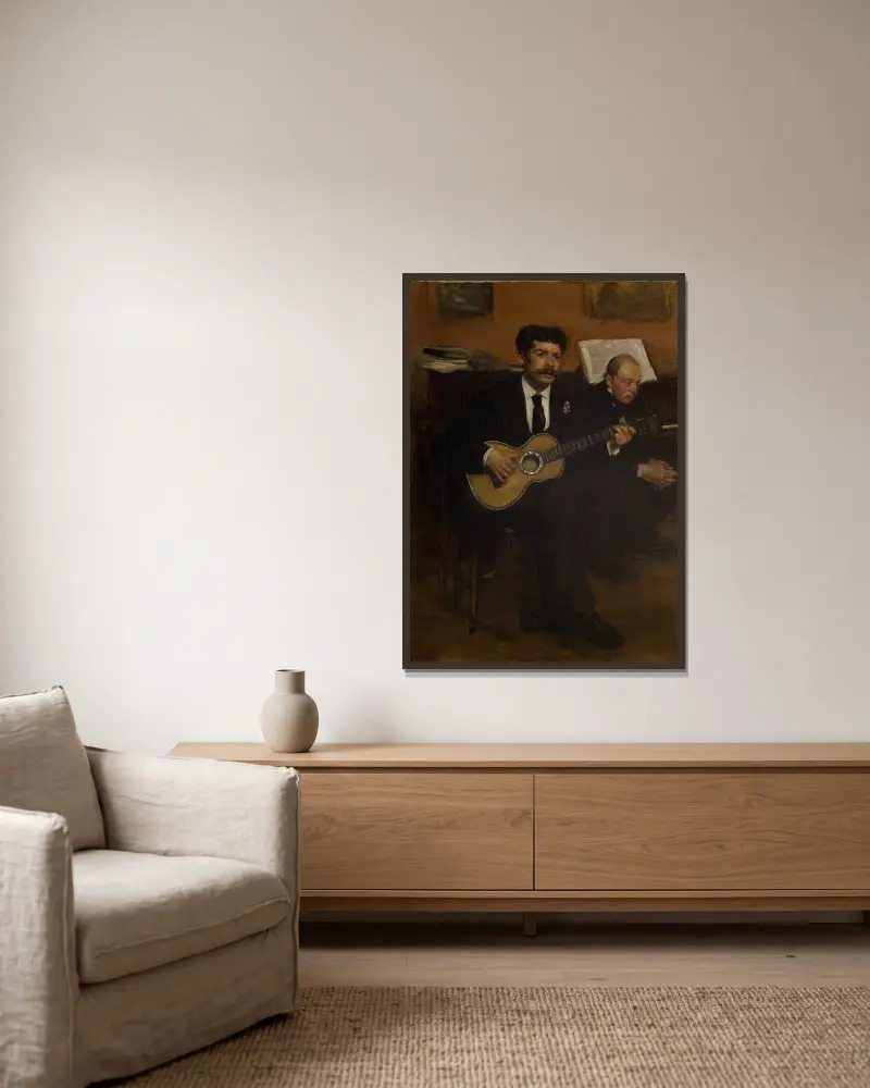 Lorenzo Pagans And Auguste De Gas av Edgar Degas inramad på en vägg