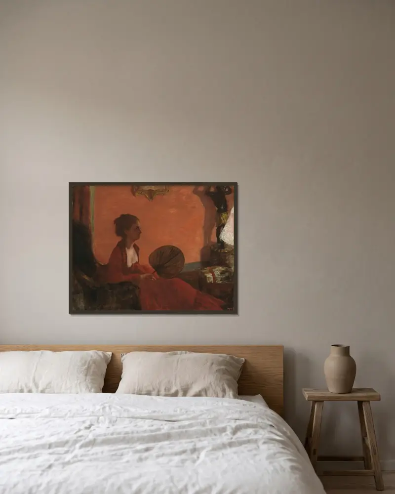 Madame Camus von Edgar Degas gerahmt an einer Wand