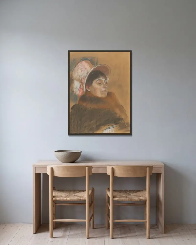Madame Dietz-Monnin av Edgar Degas inramad på en vägg