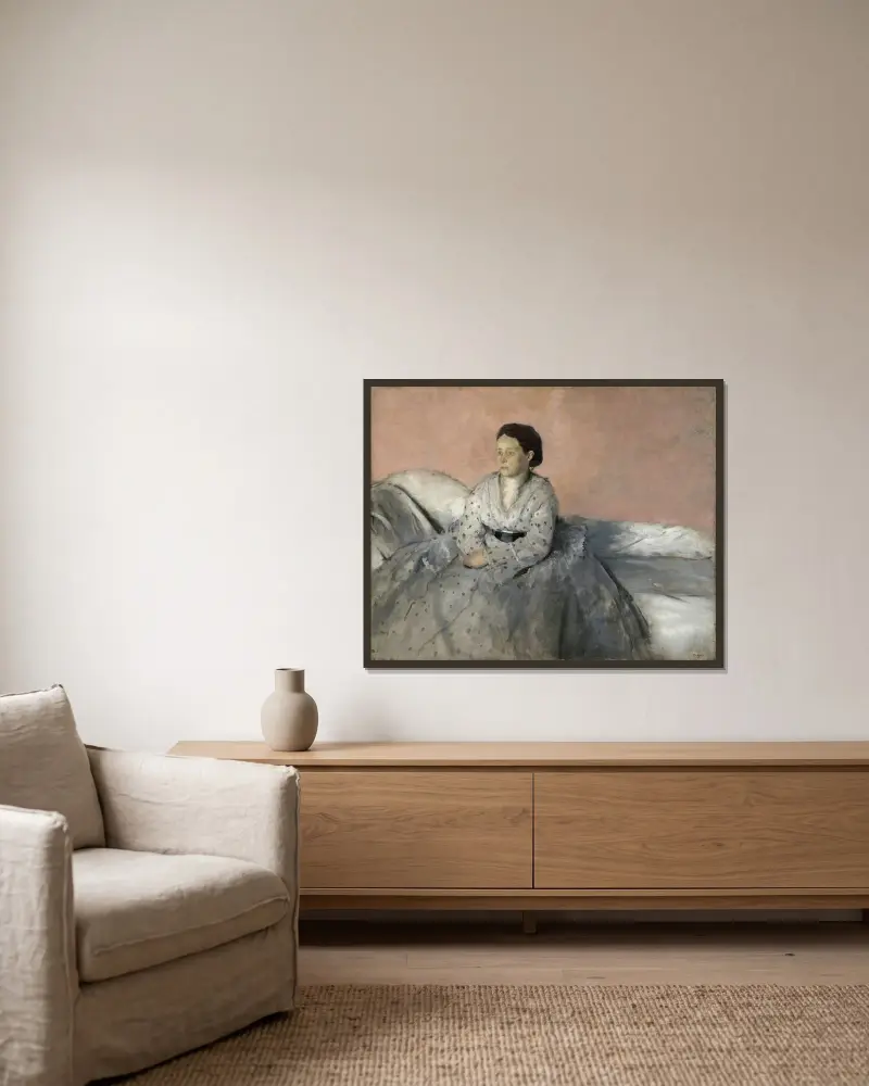 Madame René de Gas av Edgar Degas inramad på en vägg