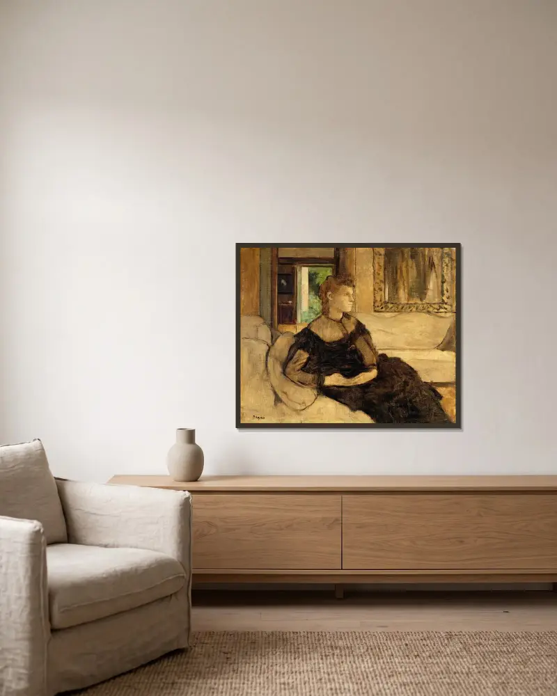 Madame Théodore Gobillard (Yves Morisot, 1838–1893) av Edgar Degas inramad på en vägg