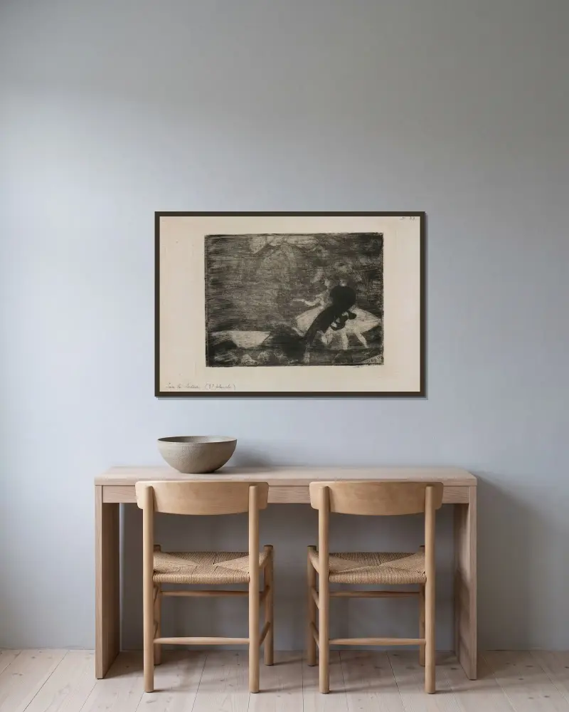 Auf der Bühne I von Edgar Degas gerahmt an einer Wand