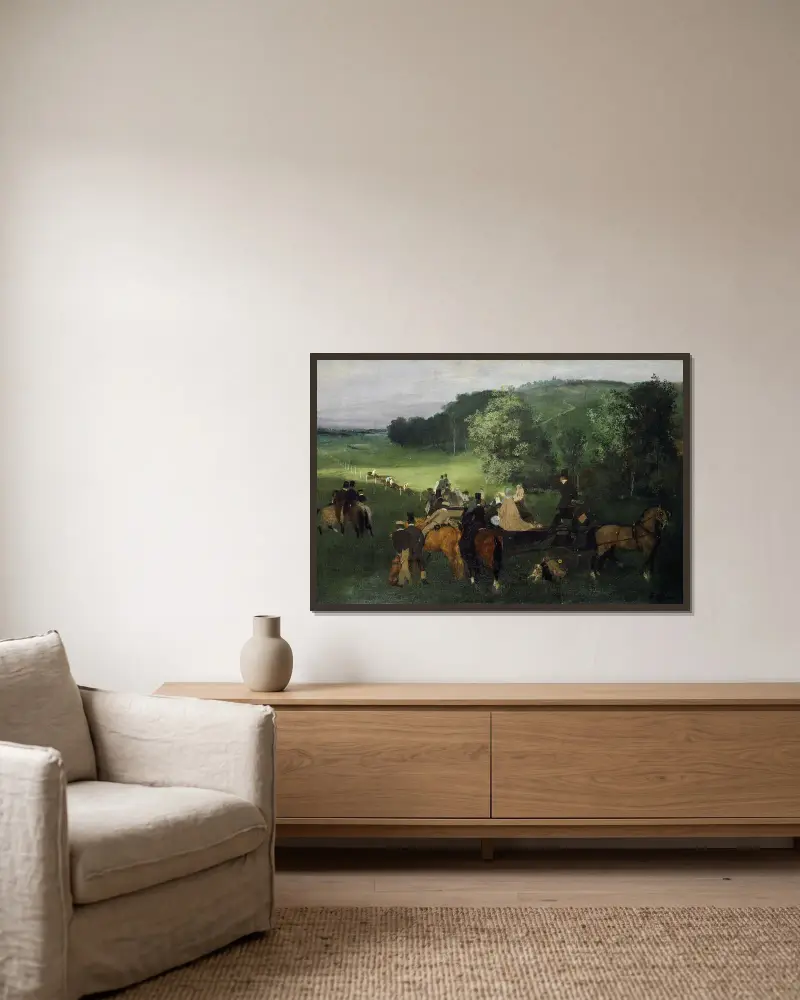 Auf der Pferderennbahn, 1861 – Nr. 2 von Edgar Degas gerahmt an einer Wand