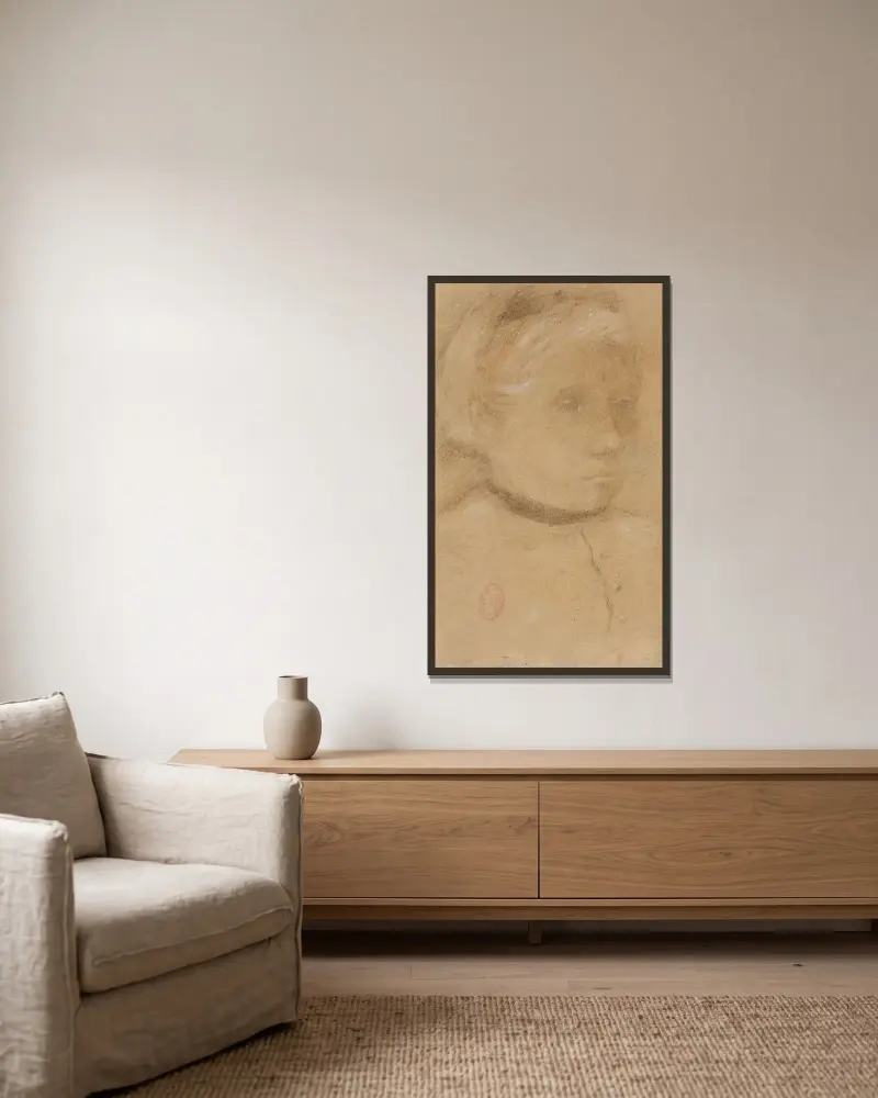 Porträt von Marguerite Degas von Edgar Degas gerahmt an einer Wand