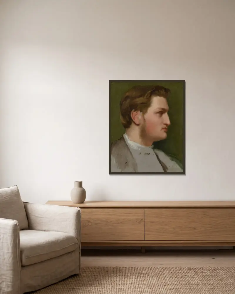 Portrait of Paul Valpinçon av Edgar Degas inramad på en vägg