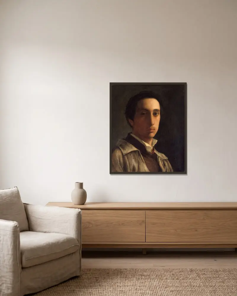 Selbstporträt, 1855 – Nr. 2 von Edgar Degas gerahmt an einer Wand