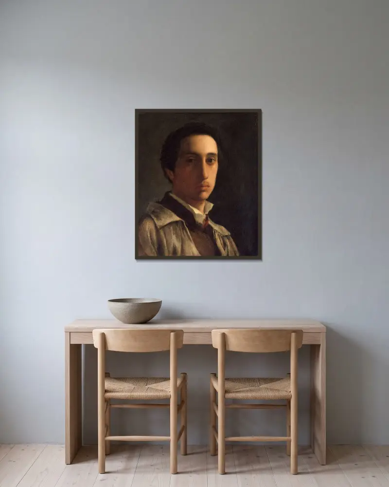 Selbstporträt, 1855 – Nr. 2 von Edgar Degas gerahmt an einer Wand
