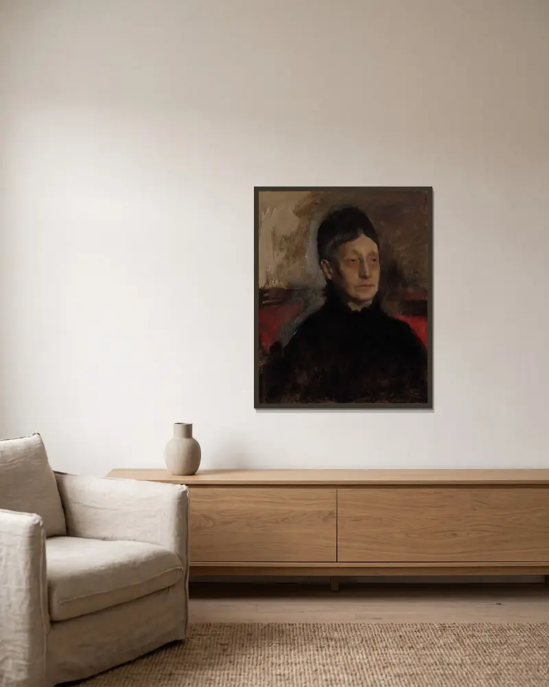 Stefanina Primicile Carafa, markisinna av Cicerale och hertiginna av Montejasi av Edgar Degas inramad på en vägg