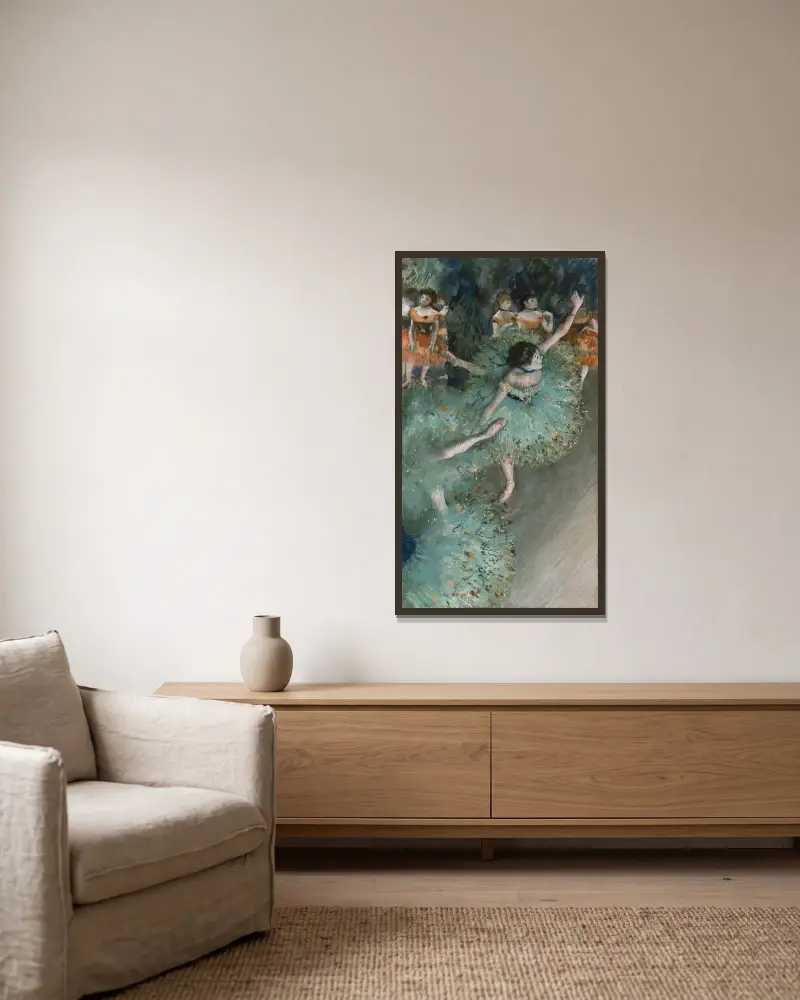 Tańcząca baletnica (Baletnica w zieleni), Edgar Degas w ramie na ścianie