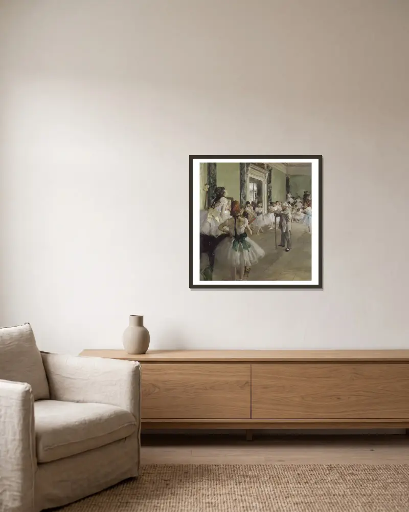 Taneční hodina, Edgar Degas v rámu na stěně