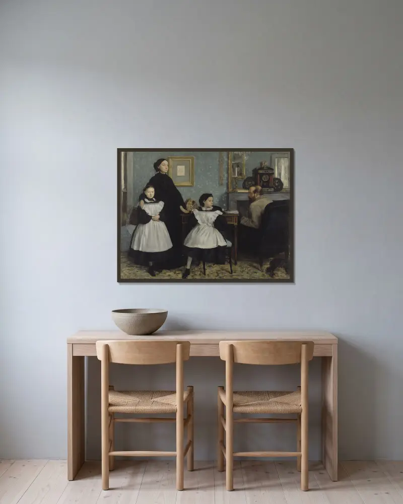 The Bellelli Family av Edgar Degas inramad på en vägg