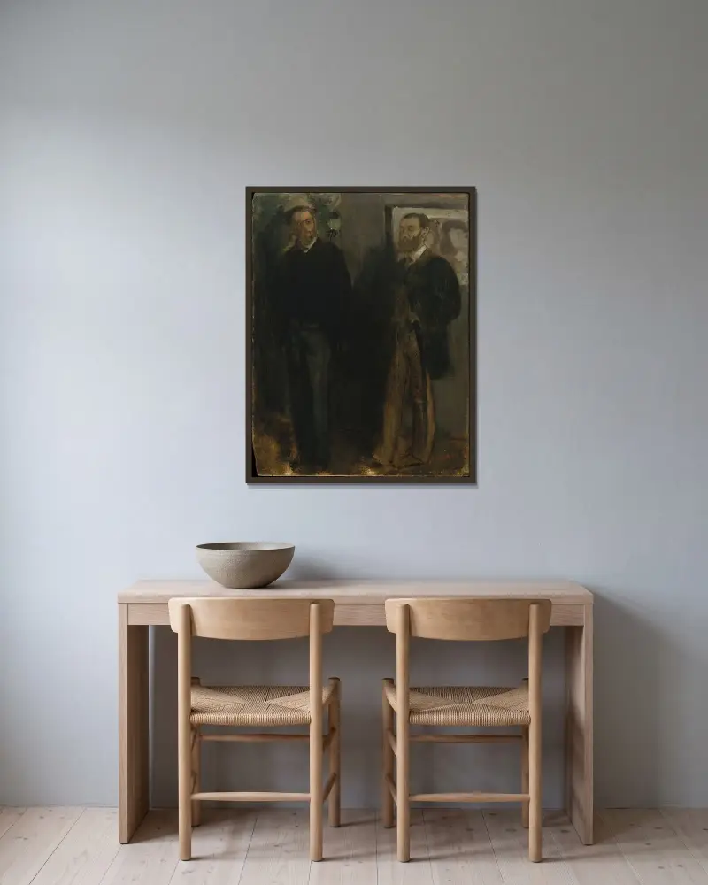 Zwei Männer von Edgar Degas gerahmt an einer Wand
