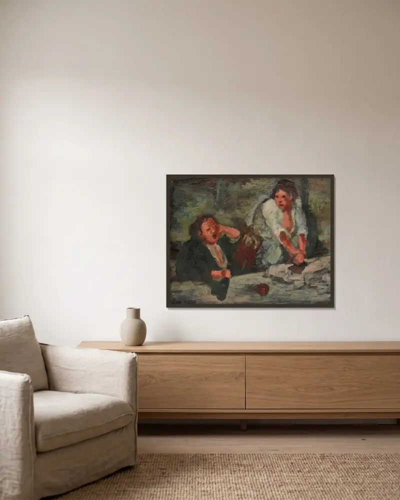 Wash Women av Edgar Degas inramad på en vägg