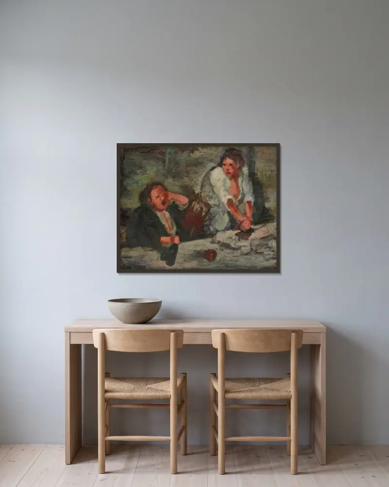 Wash Women av Edgar Degas inramad på en vägg