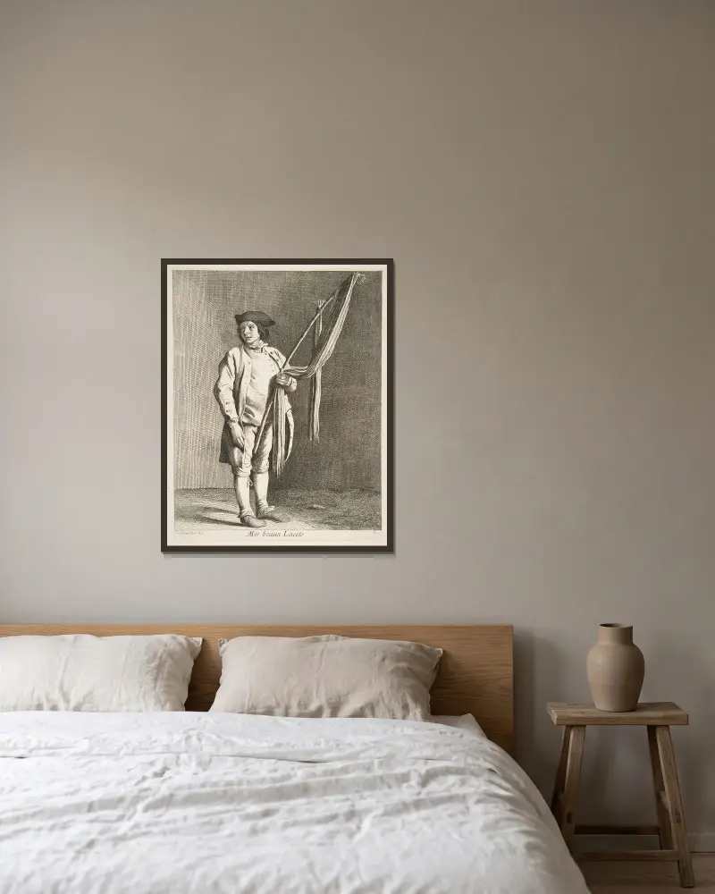 Spitzenverkäuferin von Edmé Bouchardon gerahmt an einer Wand