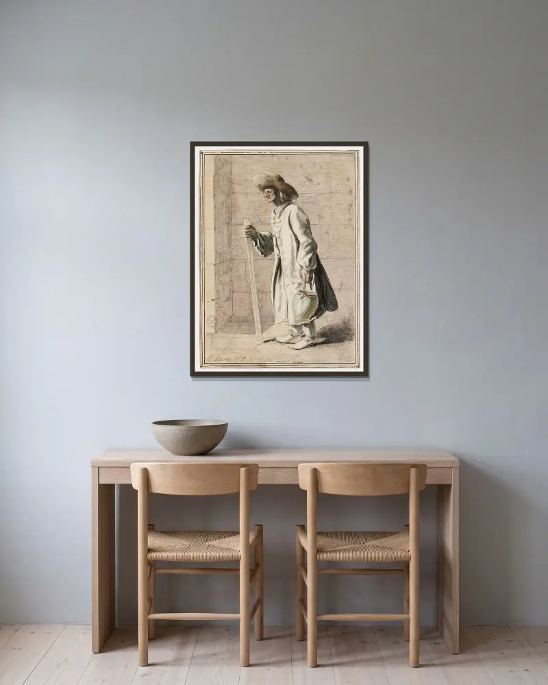 Der Maurer, Nr. 10 von Edmé Bouchardon gerahmt an einer Wand