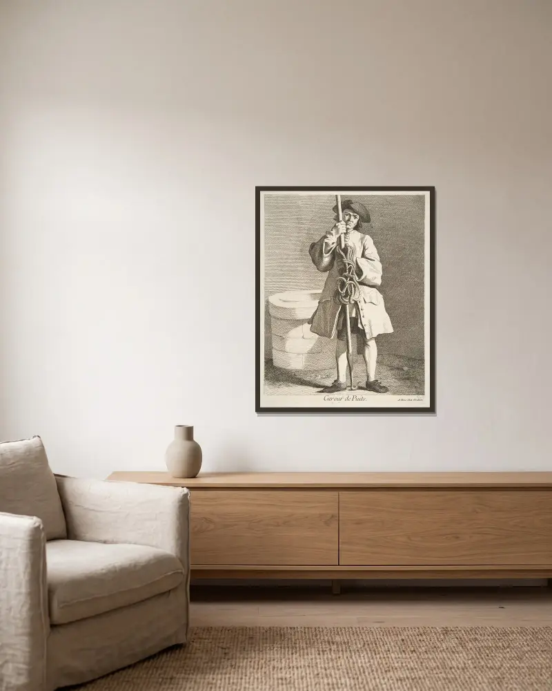 Brunnenreiniger von Edmé Bouchardon gerahmt an einer Wand
