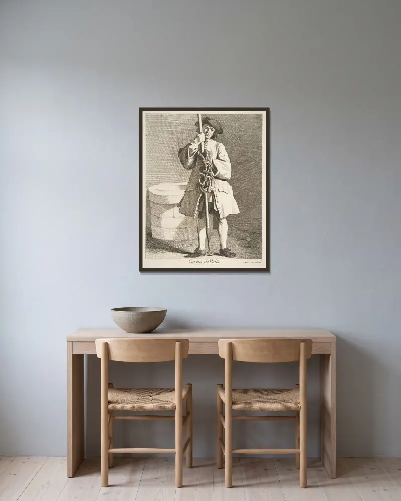 Brunnenreiniger von Edmé Bouchardon gerahmt an einer Wand