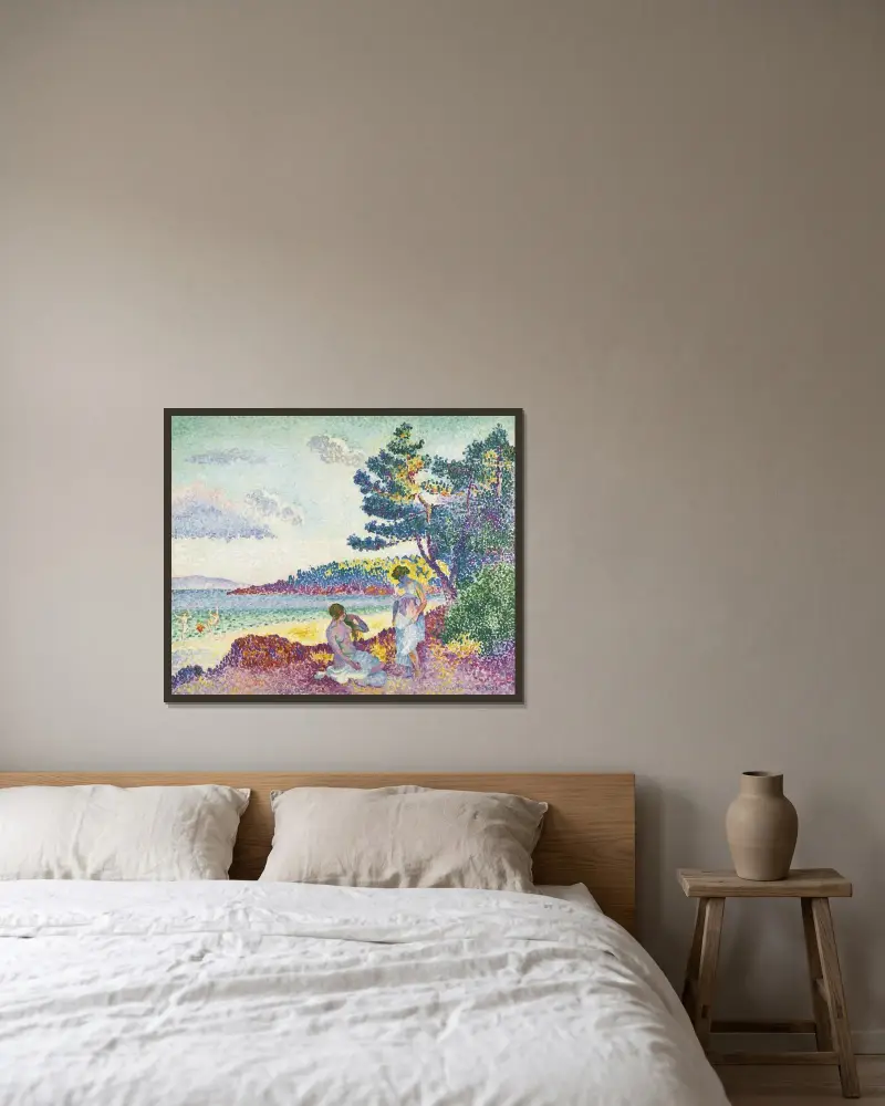 Badande kvinnor av Henri-Edmond Cross inramad på en vägg