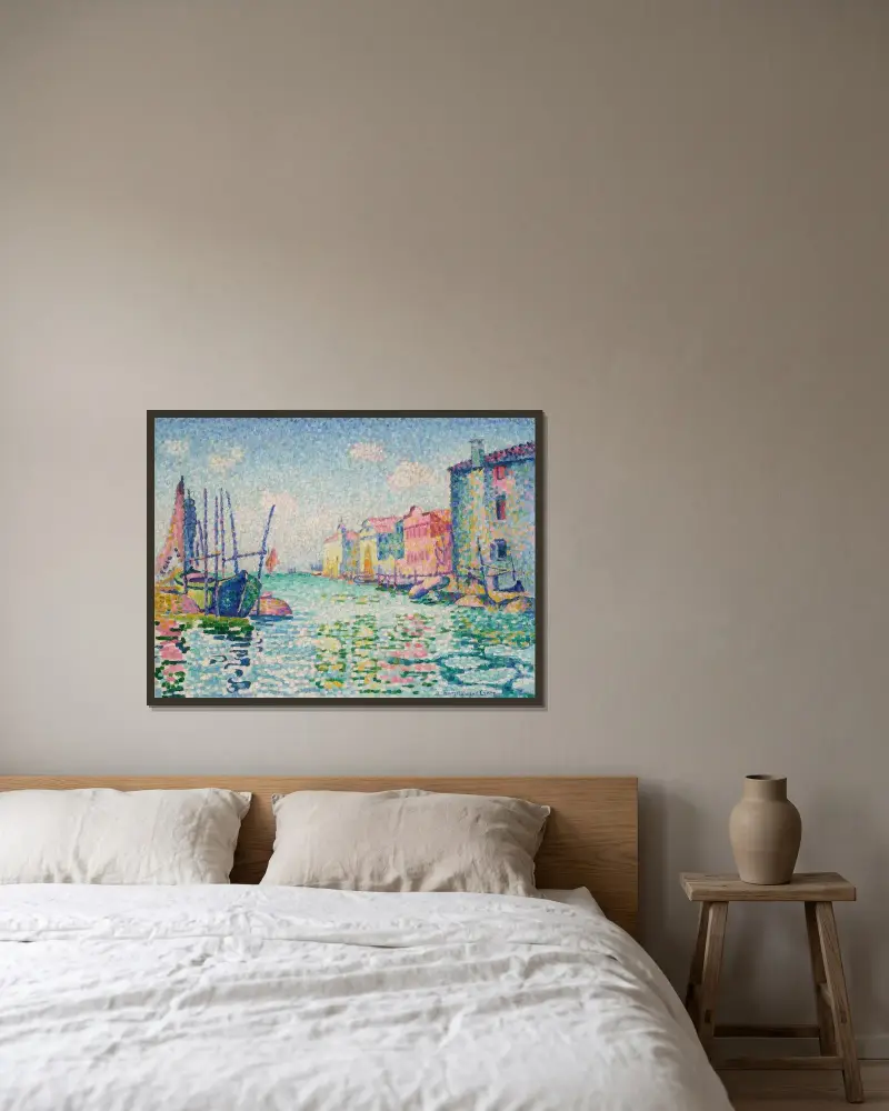 Kanalen Ponte Lungo av Henri-Edmond Cross inramad på en vägg