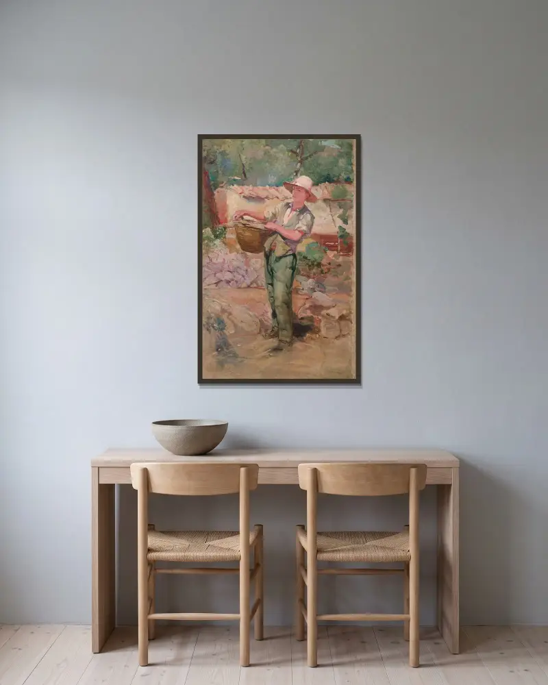 Ung pojke med korg av Henri-Edmond Cross inramad på en vägg