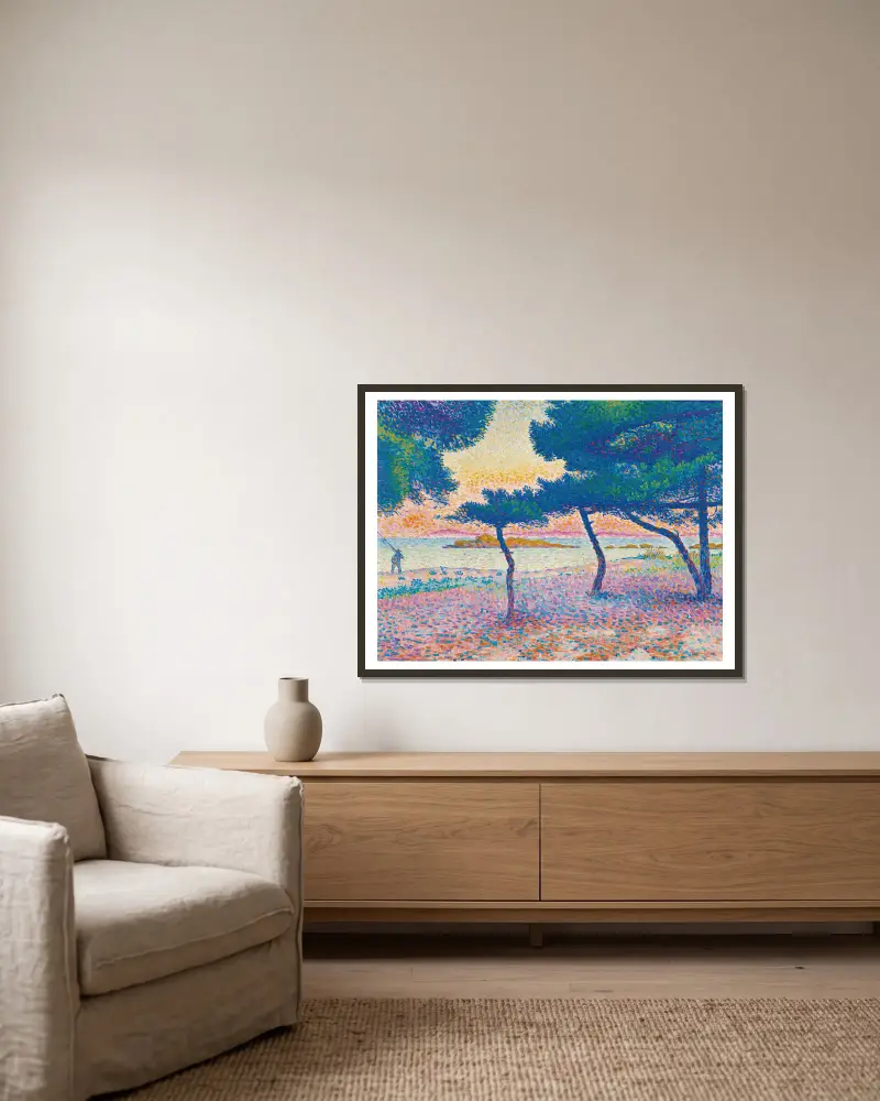Pláž v Saint-Clair, Henri-Edmond Cross v rámu na stěně