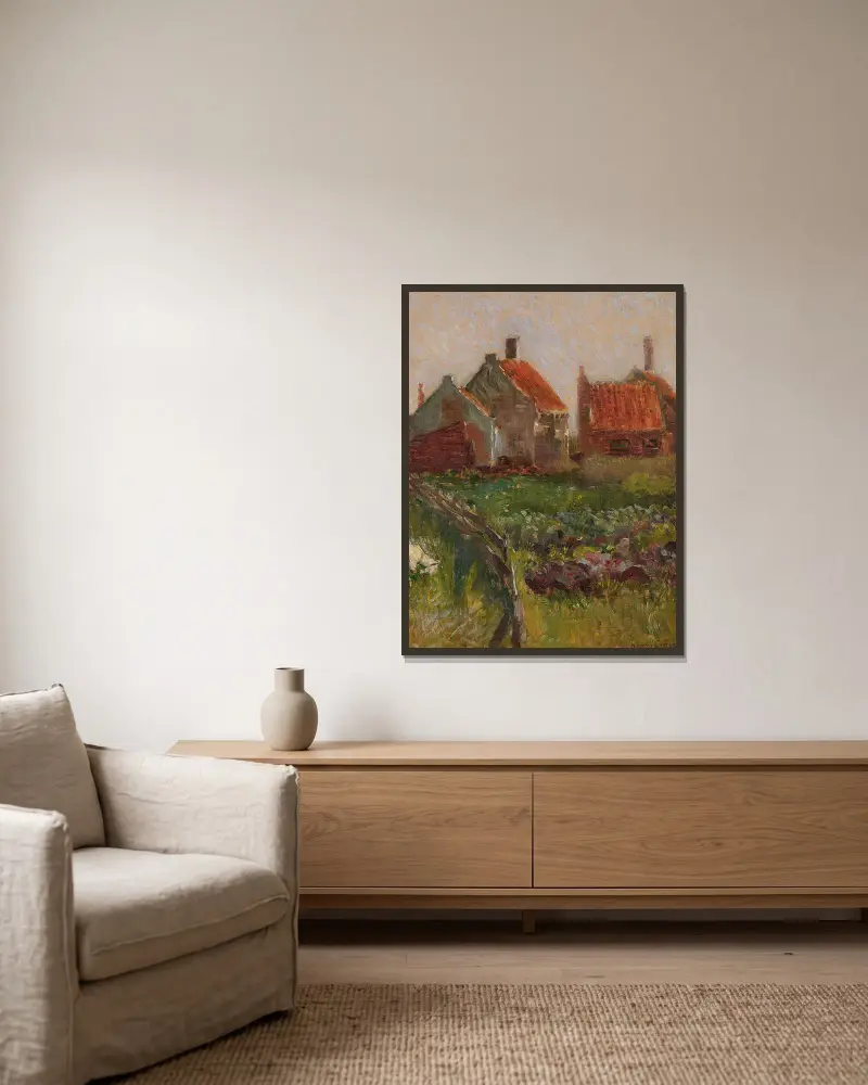 Dorfhäuser von Henri-Edmond Cross gerahmt an einer Wand