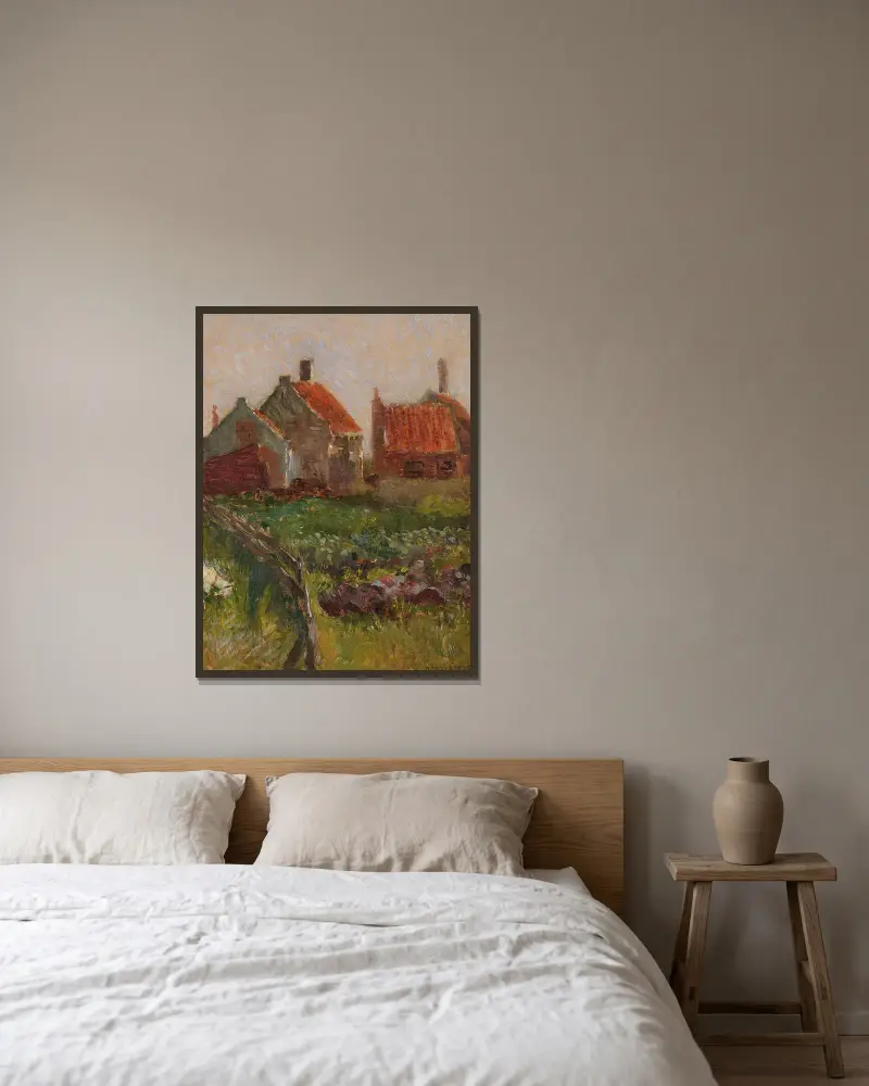 Dorfhäuser von Henri-Edmond Cross gerahmt an einer Wand