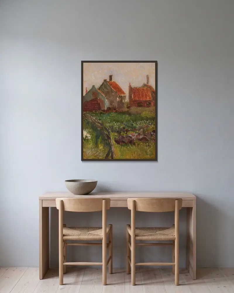 Dorfhäuser von Henri-Edmond Cross gerahmt an einer Wand