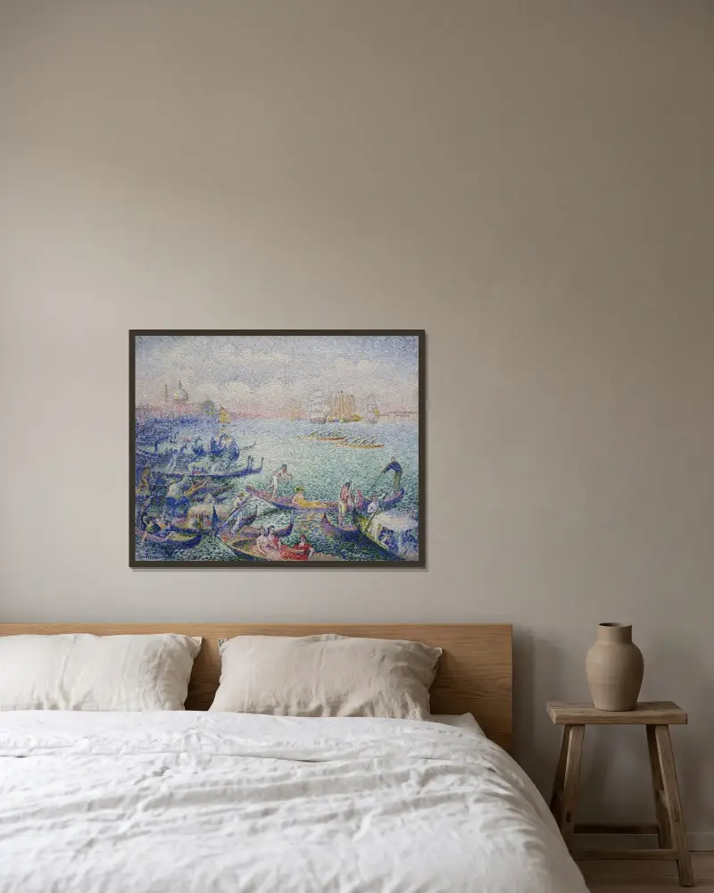Regatta i Venedig av Henri-Edmond Cross inramad på en vägg