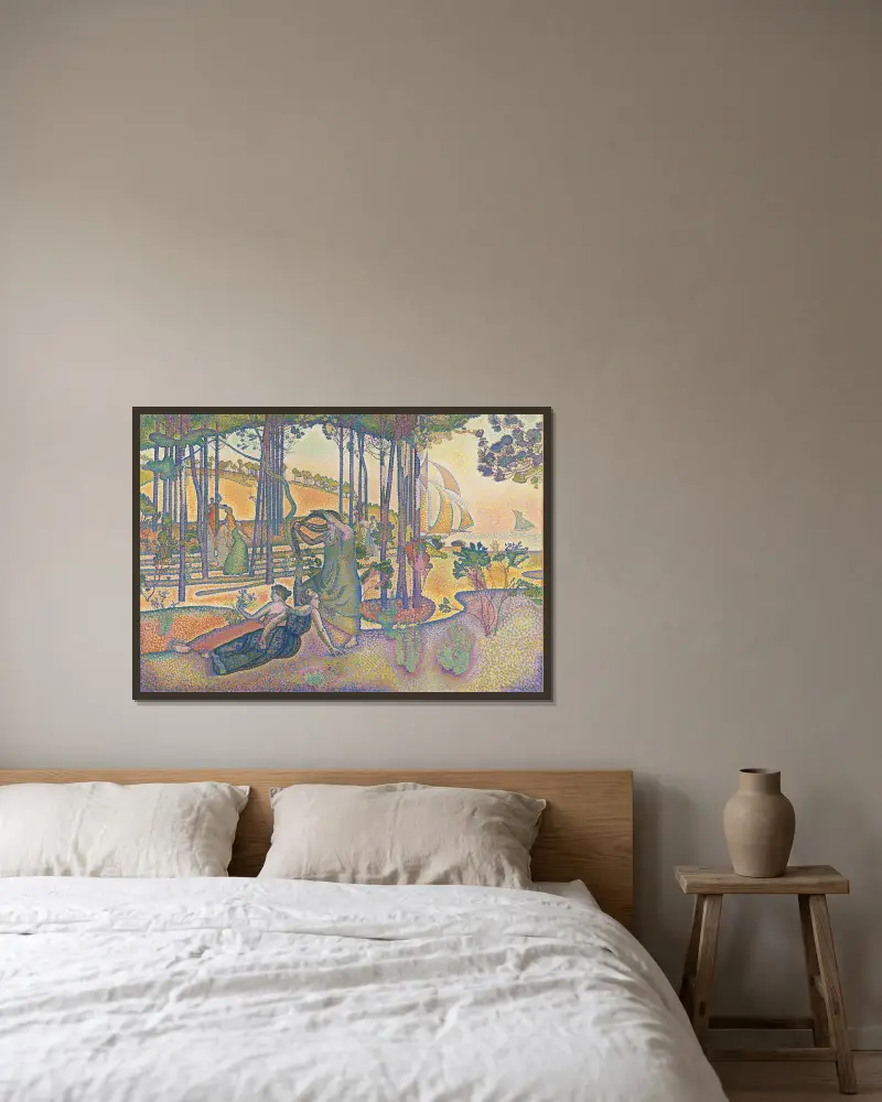 Die Abendluft von Henri-Edmond Cross gerahmt an einer Wand