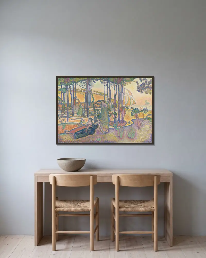 Die Abendluft von Henri-Edmond Cross gerahmt an einer Wand