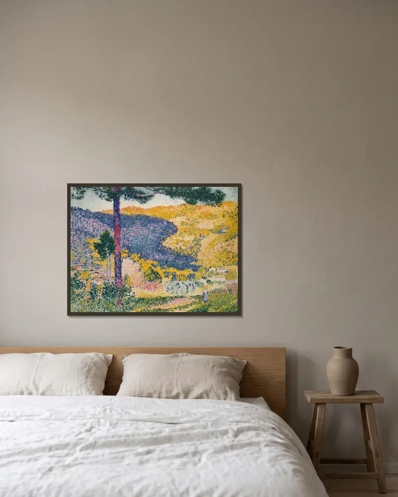 Tal mit Silbertanne (Schatten am Berg) von Henri-Edmond Cross gerahmt an einer Wand
