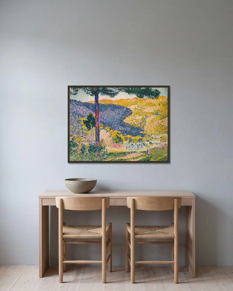 Tal mit Silbertanne (Schatten am Berg) von Henri-Edmond Cross gerahmt an einer Wand