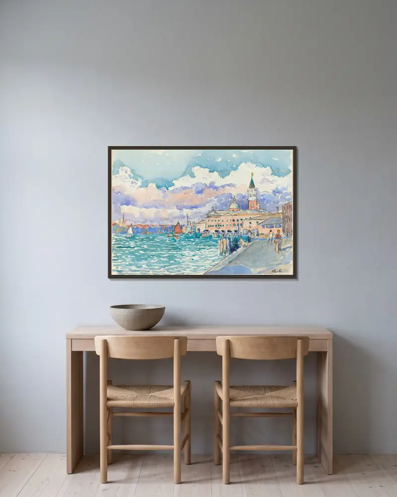 Venedig von Henri-Edmond Cross gerahmt an einer Wand