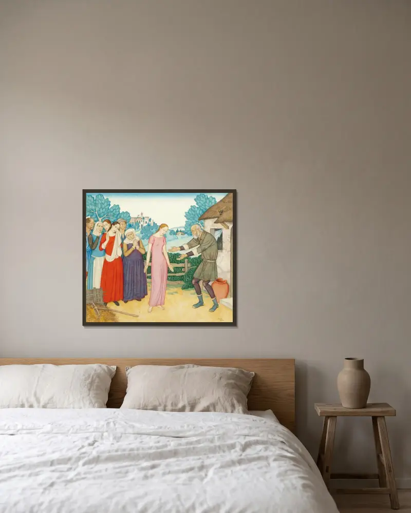 Klerkens berättelse, nr 1 Canterbury Tales, Griselda av Edmund Dulac inramad på en vägg