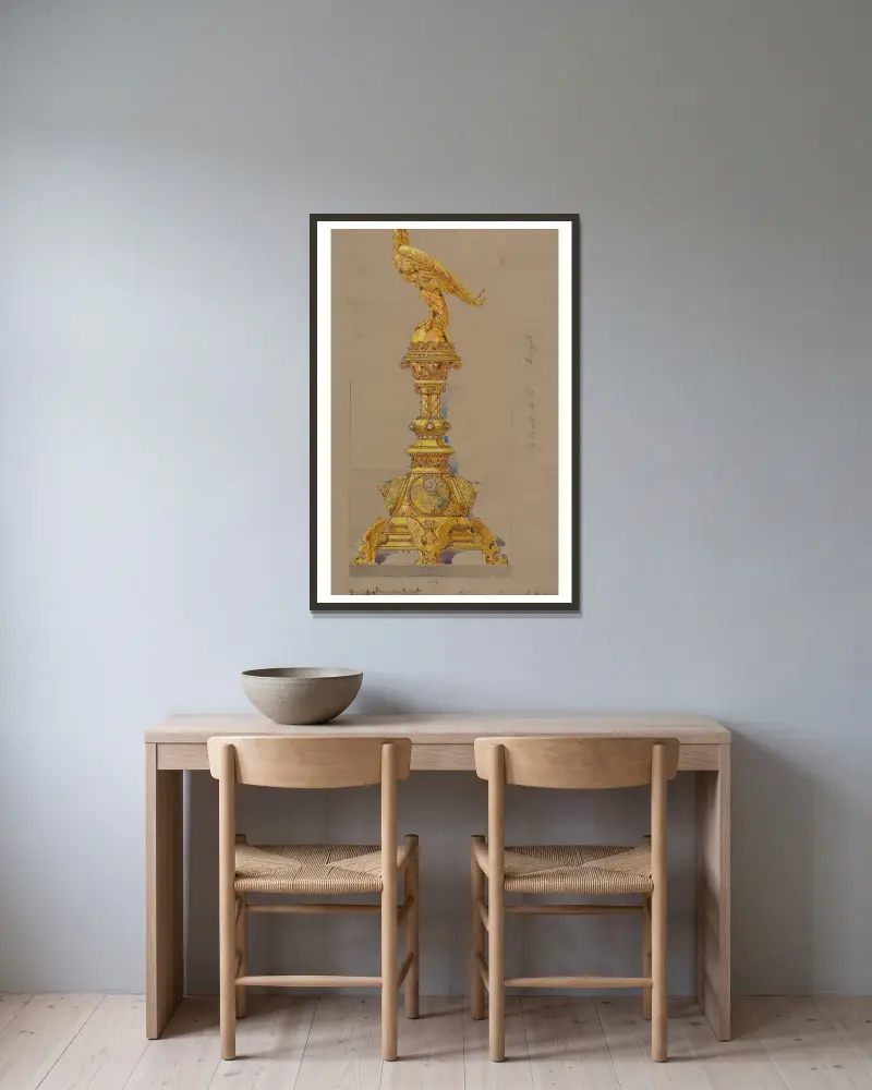 Design executed for Jones and Willis, metal and wood-workers and church furniture manufacturers of Birmingham and London – nr 16 av George Edmund Street inramad på en vägg