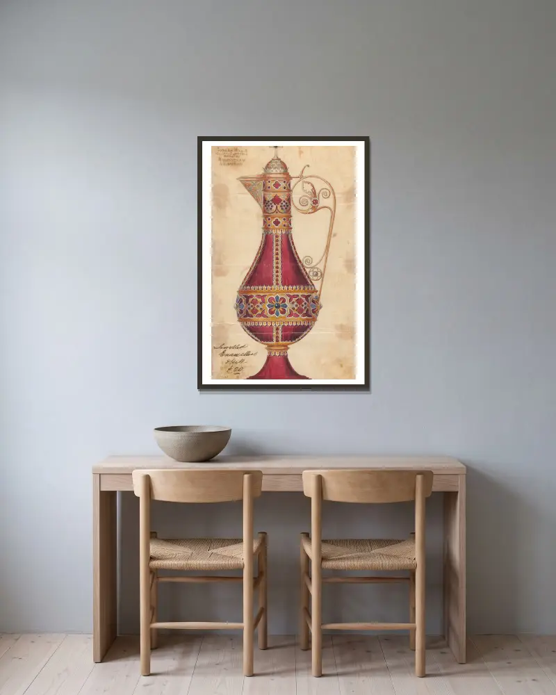 Design executed for Jones and Willis, metal and wood-workers and church furniture manufacturers of Birmingham and London – nr 17 av George Edmund Street inramad på en vägg