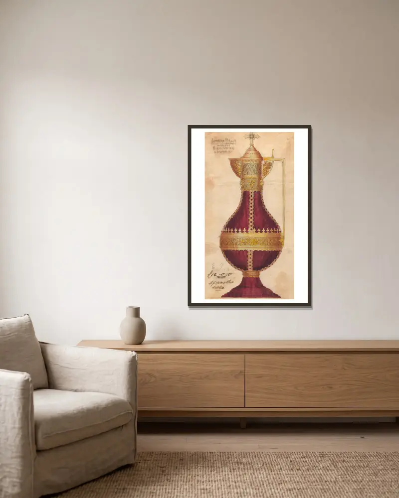 Design executed for Jones and Willis, metal and wood-workers and church furniture manufacturers of Birmingham and London – nr 25 av George Edmund Street inramad på en vägg