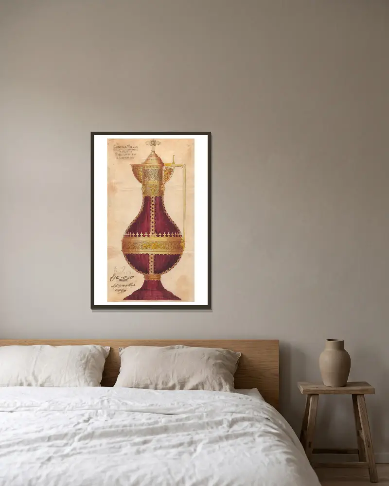 Design executed for Jones and Willis, metal and wood-workers and church furniture manufacturers of Birmingham and London – nr 25 av George Edmund Street inramad på en vägg