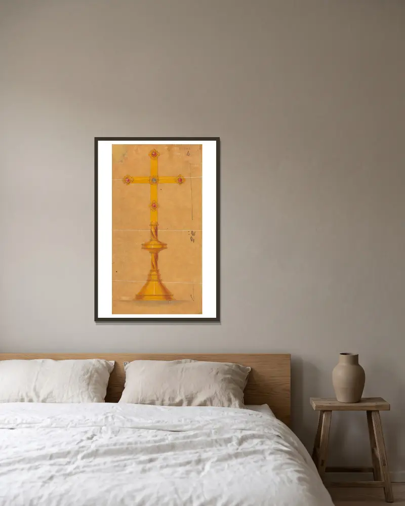 Design executed for Jones and Willis, metal and wood-workers and church furniture manufacturers of Birmingham and London – nr 26 av George Edmund Street inramad på en vägg