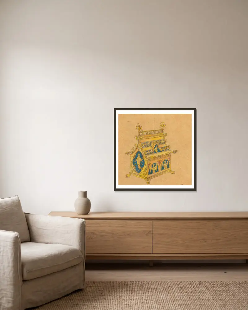 Design executed for Jones and Willis, metal and wood-workers and church furniture manufacturers of Birmingham and London – nr 4 av George Edmund Street inramad på en vägg